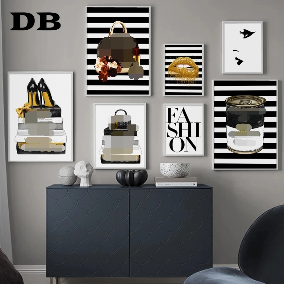 

Abstract Style Bag Book Lips Nordic Vintage Posters And Prints Wall Art Canvas Painting Decoration Picture For Living Room
