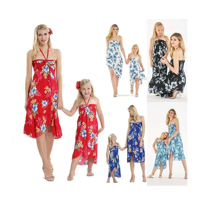 

Летнее платье для мамы и дочки, с принтом