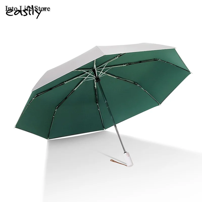 

Luxury Sun Beach Umbrella Rain Women Clear Uv Large Automatic Umbrellas Folding Parasols Titanium Silver Gift Ideas UPF50+