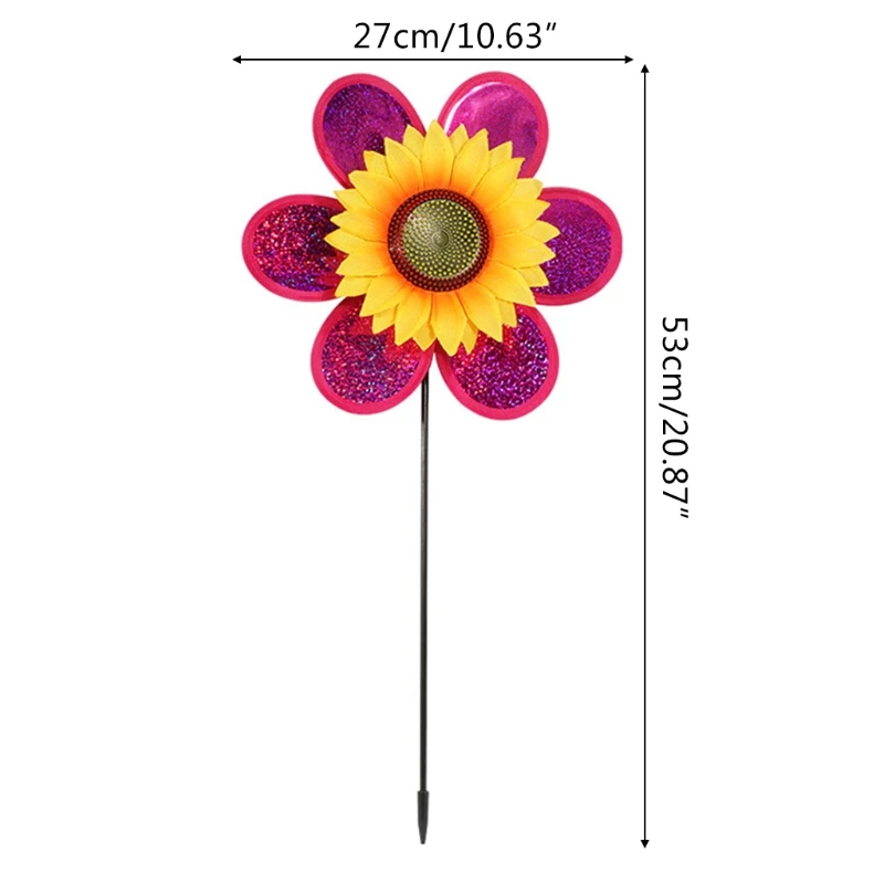 

4 Pcs Sunflower Lawn Pinwheels Wind Spinners Garden Party Pinwheel Flower Windmill for Home Patio Yard Decoration