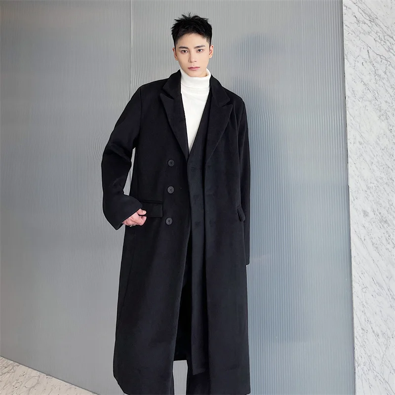 Мужское шерстяное пальто повседневное Свободное в Корейском стиле с двойной