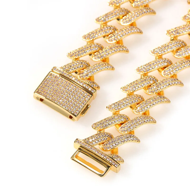 Браслеты из кубинской цепи Майами мужские Ширина 20 мм полный кубический циркон