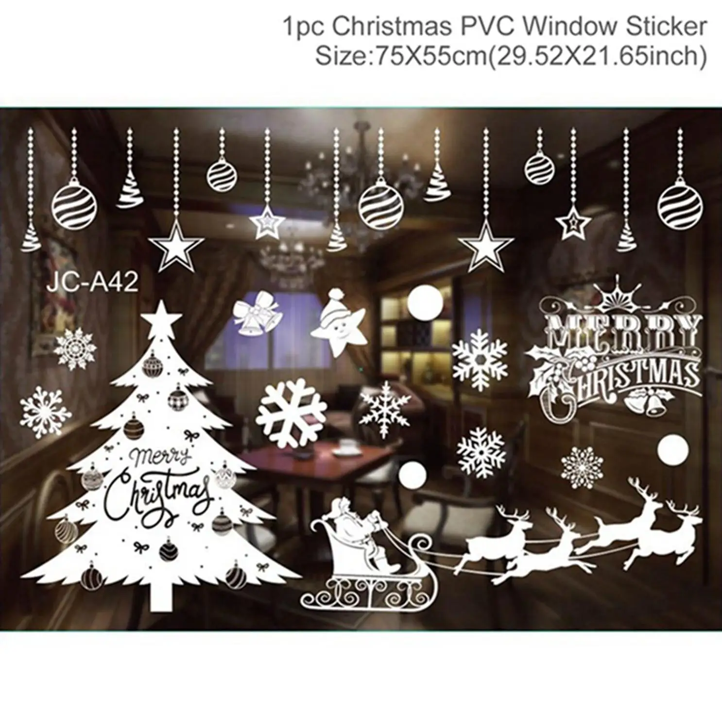 Window Sticker H Рождественская гирлянда, наклейки на окна, настенные рождественские украшения для дома, Рождественский Декор, Санта Клаус, счастливый год - Цвет: Window Sticker H