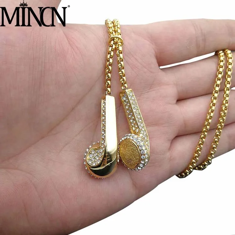 Наушники MINCN новое ожерелье хип хоп модные серьги из нержавеющей стали подвеска в