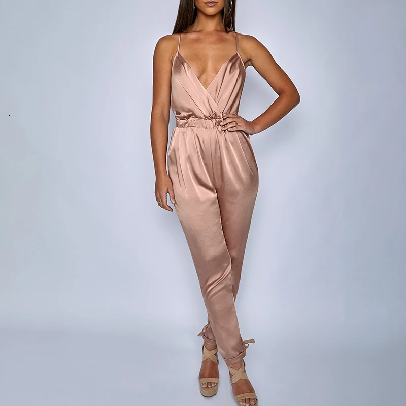 DRESSMECB тонкие обычные Комбинезоны Женский комбинезон элегантный офисный женский летний костюм с открытой спиной V образным вырезом сексуальные комбинезоны
