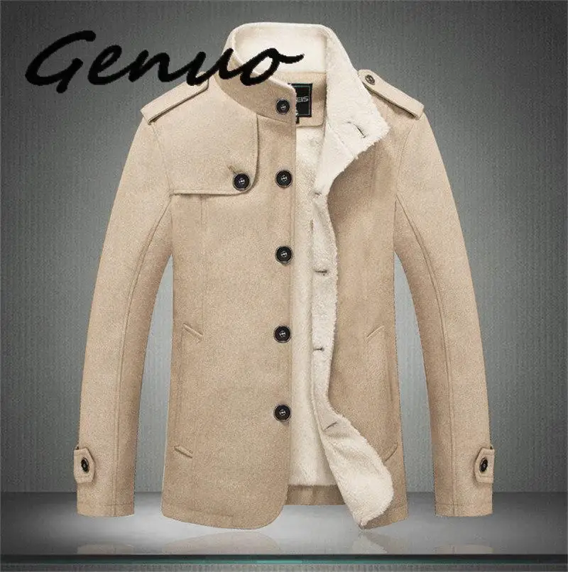 

Men Wool Blend Coats 2019 Winter Fashion Men's Solid Color High Quality Coat Clothing Male Thick Warm Overcoat