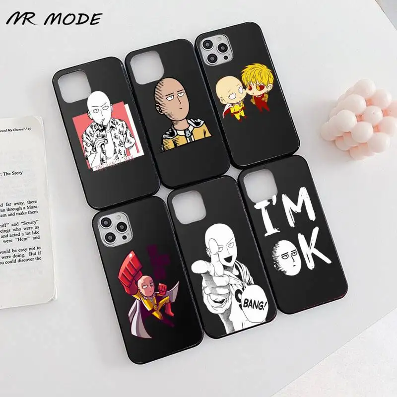 

Japan anime one punch man Phone Case Candy Color for iPhone 6 7 8 11 12 s mini pro X XS XR MAX Plus