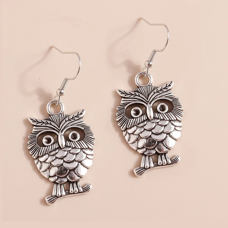 

Vintage Antique Silver Owl Dangle Earring Bohemian Drop Earrings For Women Girls Jewelry Party Gifts