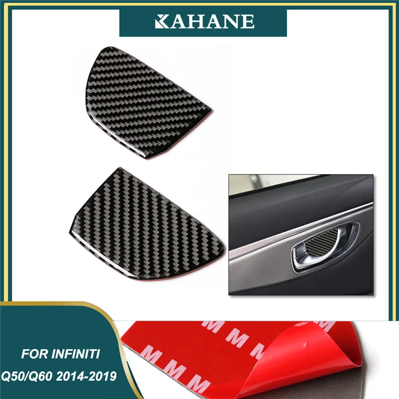 

For Infiniti Q50 Q60 2014-2019 car Interior Carbon Fiber Inner Door Handle Bowl Cover Trim Stickers Decorative Car Accessories
