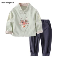 mudkingdom boys girls outifts chinese style vintage print fashion children clothing sets 2 to 7 years kids clothes