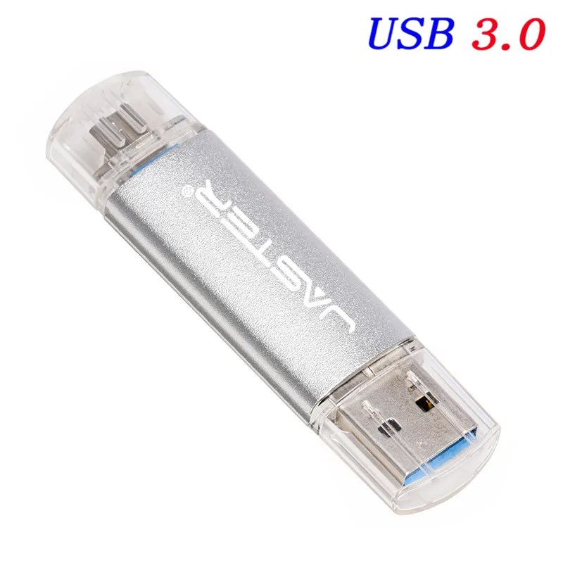 JASTER USB 3,0 высокоскоростной OTG флеш-накопитель Micro Usb флешка USB флеш-накопитель 4G 16GB 32GB 64GB внешний накопитель Флешка карта памяти - Цвет: Silver