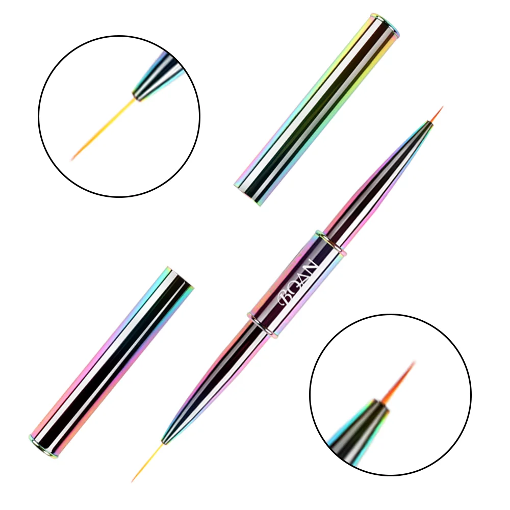 

ANGNYA New Double Head Nail Art Liner Brush Aurora Color UV Gel Rhinestone Handle Nail Drawing Painting Pen DIY Manicure Tools