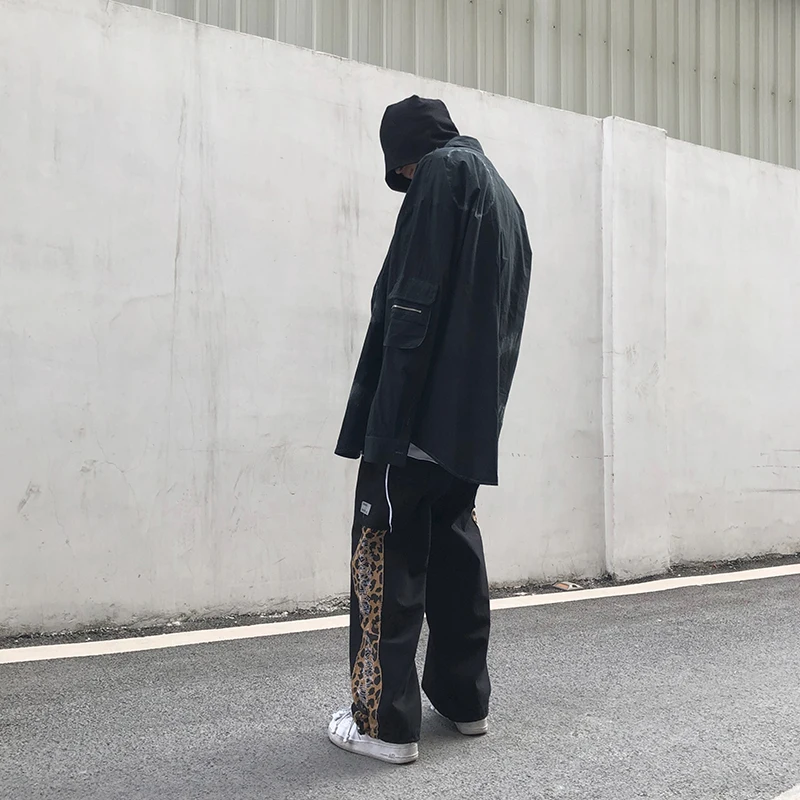 UNCLEDONJM брюки карго с леопардовым принтом для мужчин Harajuku Хип Хоп Уличная одежда