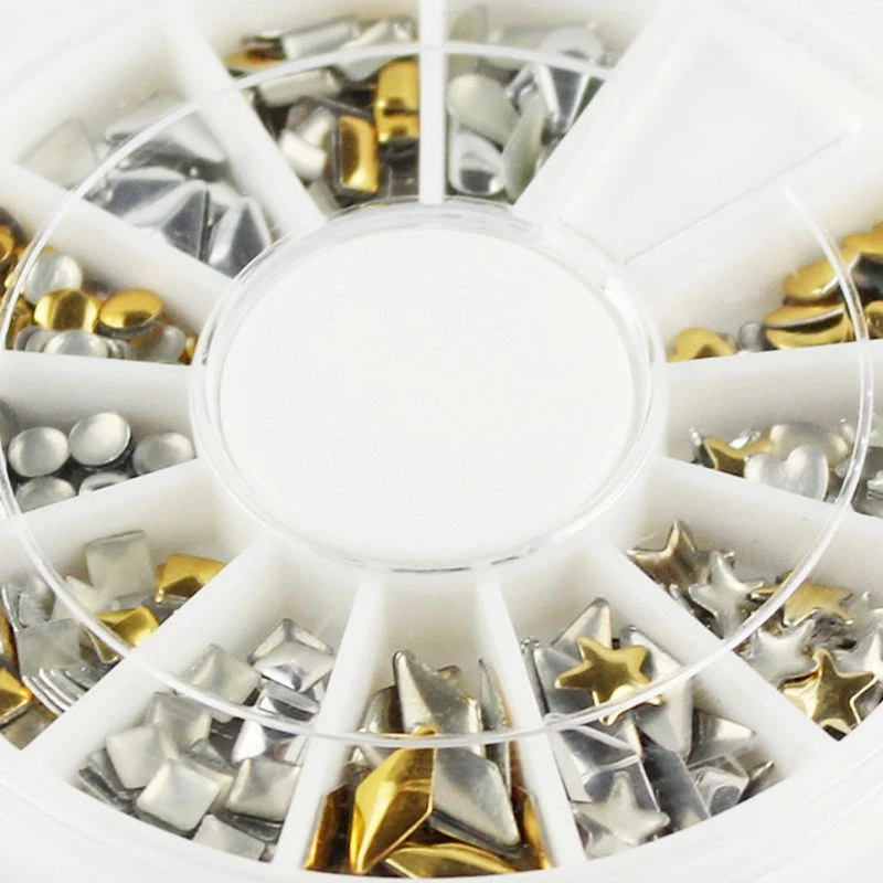 1x маникюрные 3D украшения для дизайна ногтей колесо с золотыми и серебряными