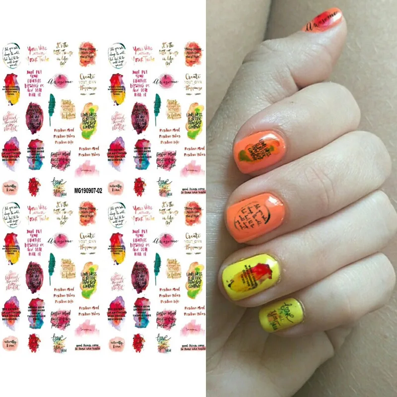 Цветные наклейки на ногти снежинки с английским алфавитом переводная наклейка