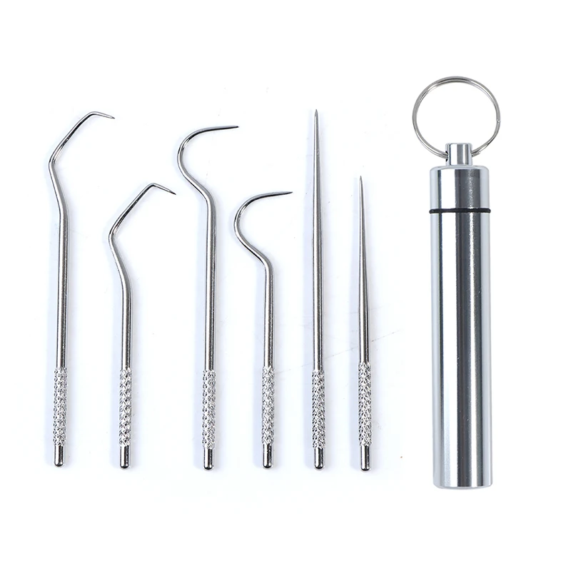 

1 Set Metal Stainless Steel Oral Strong Cleaning Tooth Flossing Artifact Portable Pendant Toothpick Tube Stronger Dental Floss