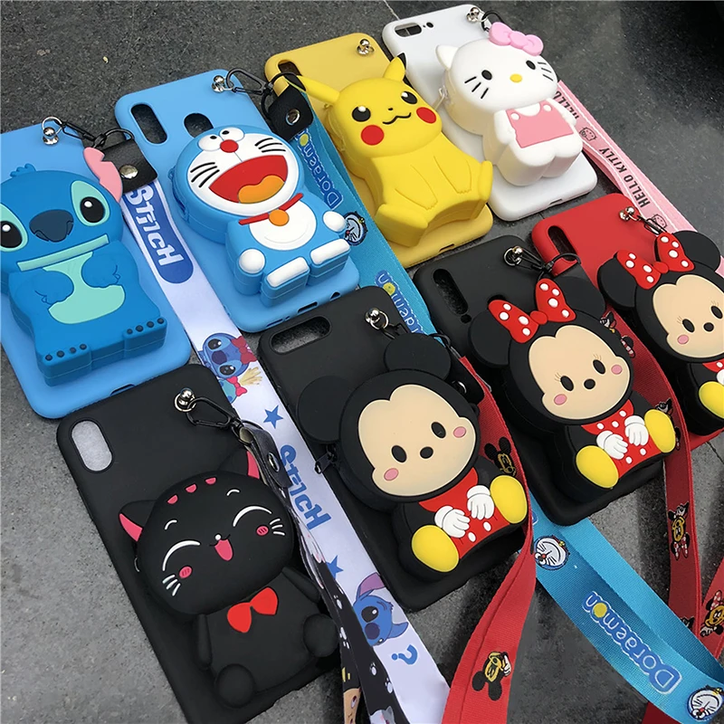 Чехол для 7 plus с 3D милым мультяшным животным, кошелек с ремешком, чехол для телефона для iphone X, XR, XS, 5S, SE, 11 pro, MAX, 8, 6 plus, чехол с вышитым медведем