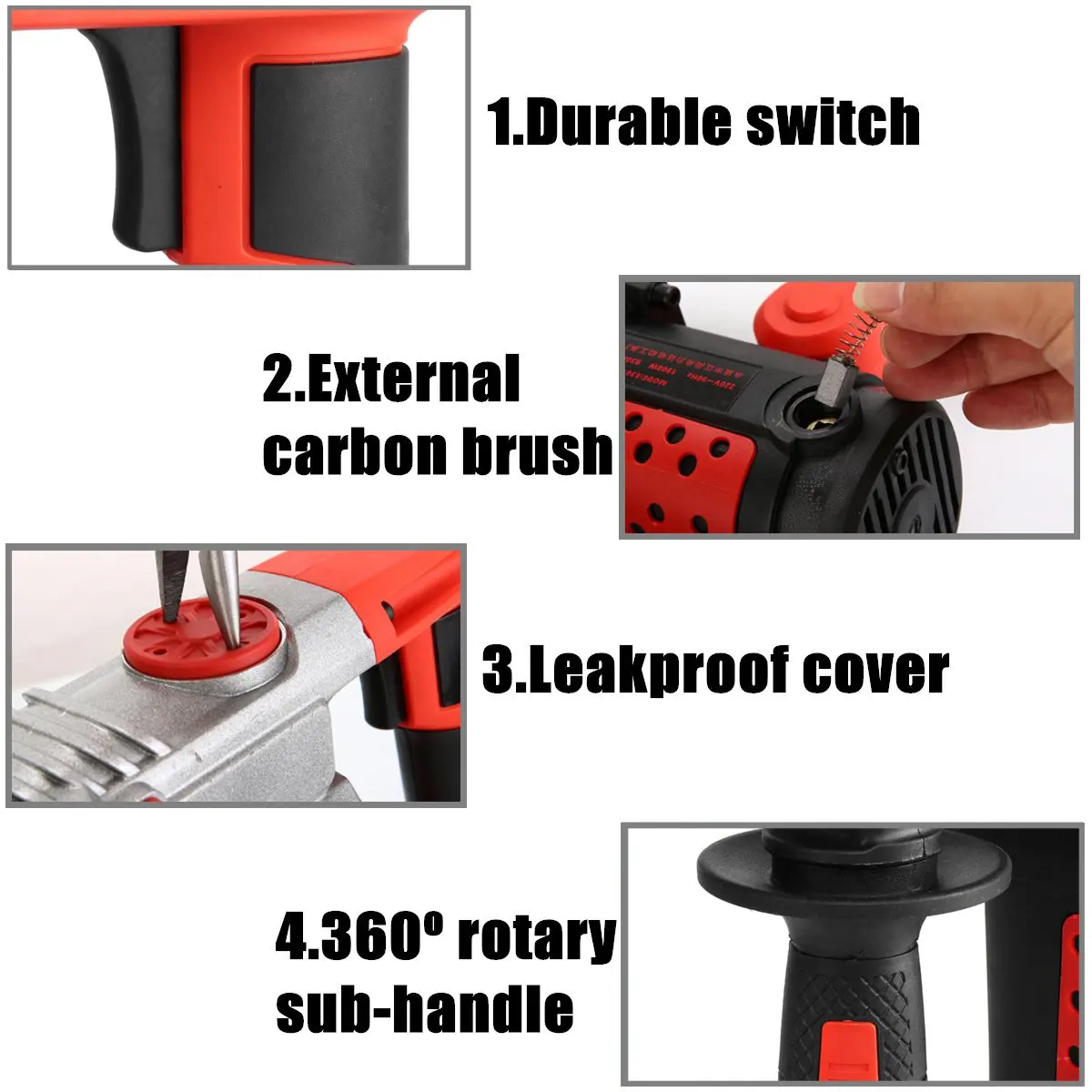 

Multifunction 2200W 220V Electric Heavy Duty Impact Hammer Drill Concrete Breaker 360 Rotary Sub-handle Impact Electric Hammer