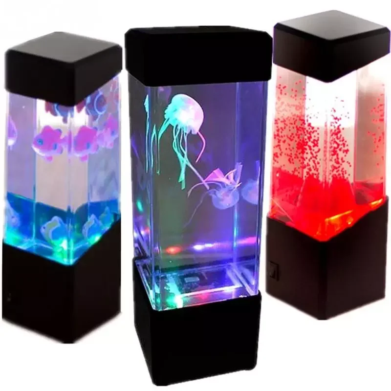 LED Colorful Aquarium Jellyfish Light Home Decoration Night Light Creative Atmosphere Light Bedroom Bedside Table Light