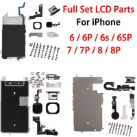 full lcd display repair parts for iphone 6 6p 6s 6sp 7 7p 8 8 plus front camera ear speaker home button flex cable screws kit