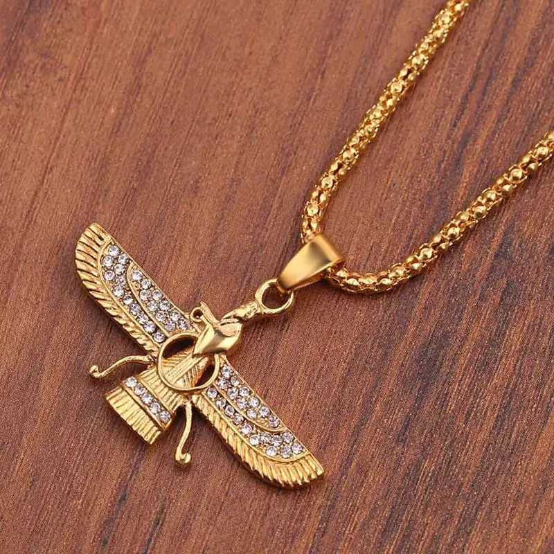 Кулон в стиле хип-хоп из нержавеющей стали с кристаллом античном египетском