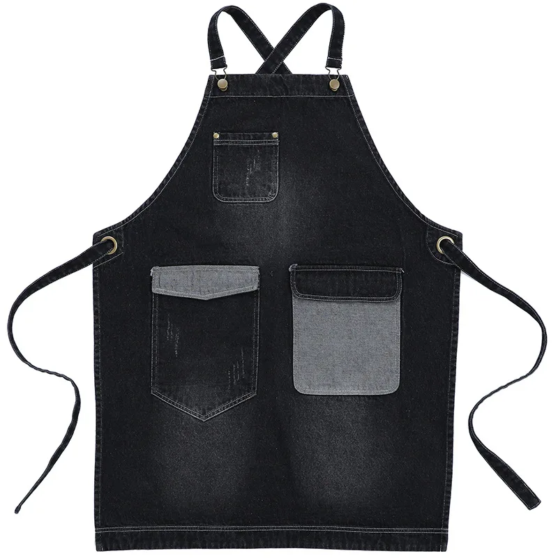 Фартуки унисекс Униформа джинсовые ковбойские простые фартуки для шеф повара