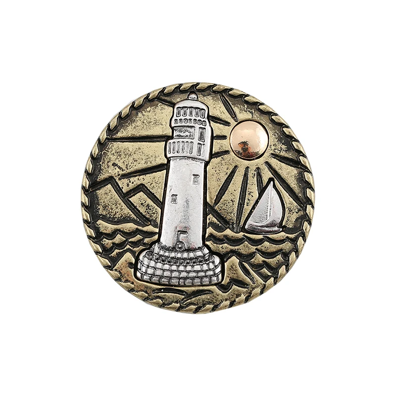 

New Vintage Lighthouse Boat Sun Ocean Round Brooches Pins for female Men Elegant Crystal Coat Brooch Fashion Party Jewelry Gif