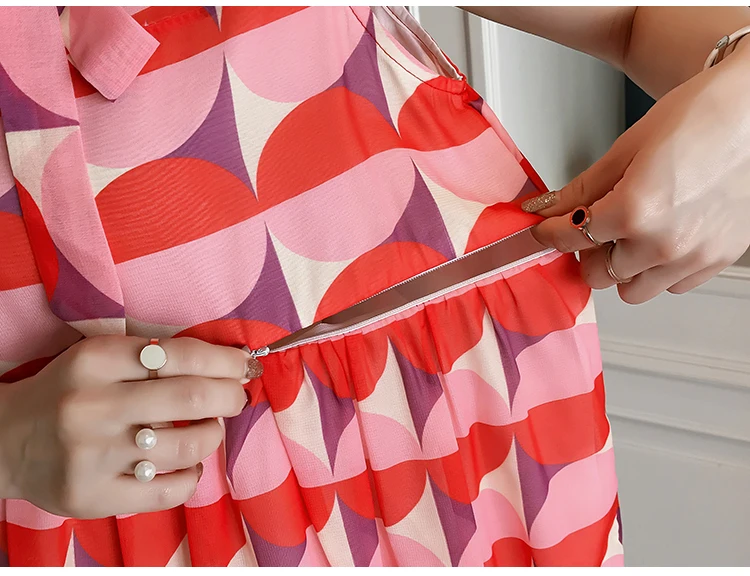 2021 Летние шифоновые рубашки для беременных без рукавов с бантом на воротнике