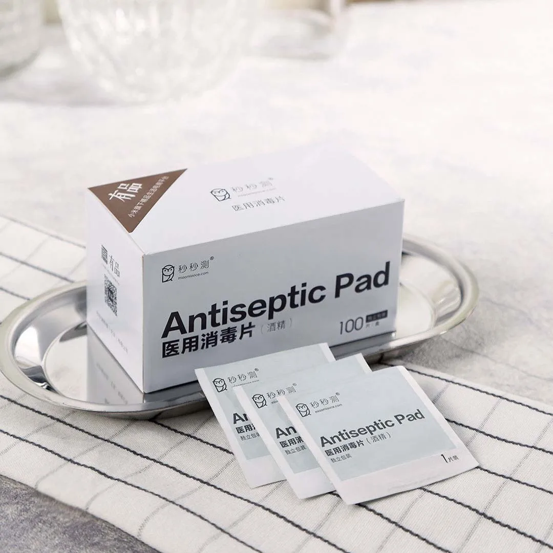 

100PCS Xiaomi Antiseptic Pads Wipes Alcohol Prep Swap Pad Wet Wipe for Antiseptic Skin Cleaning Care Jewelry Phone Screen Clean