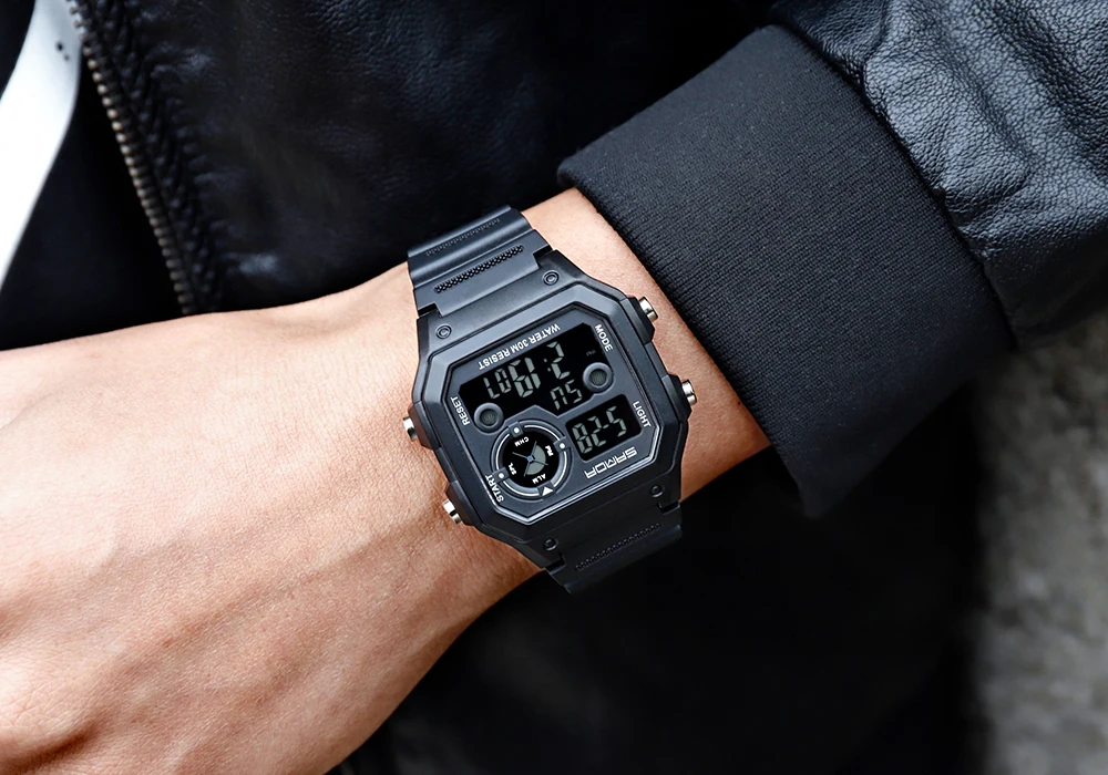 SANDA Брендовые мужские спортивные часы модные Chronos обратного отсчета мужские водонепроницаемые светодиодный цифровые часы мужские военные часы Relogio Masculino