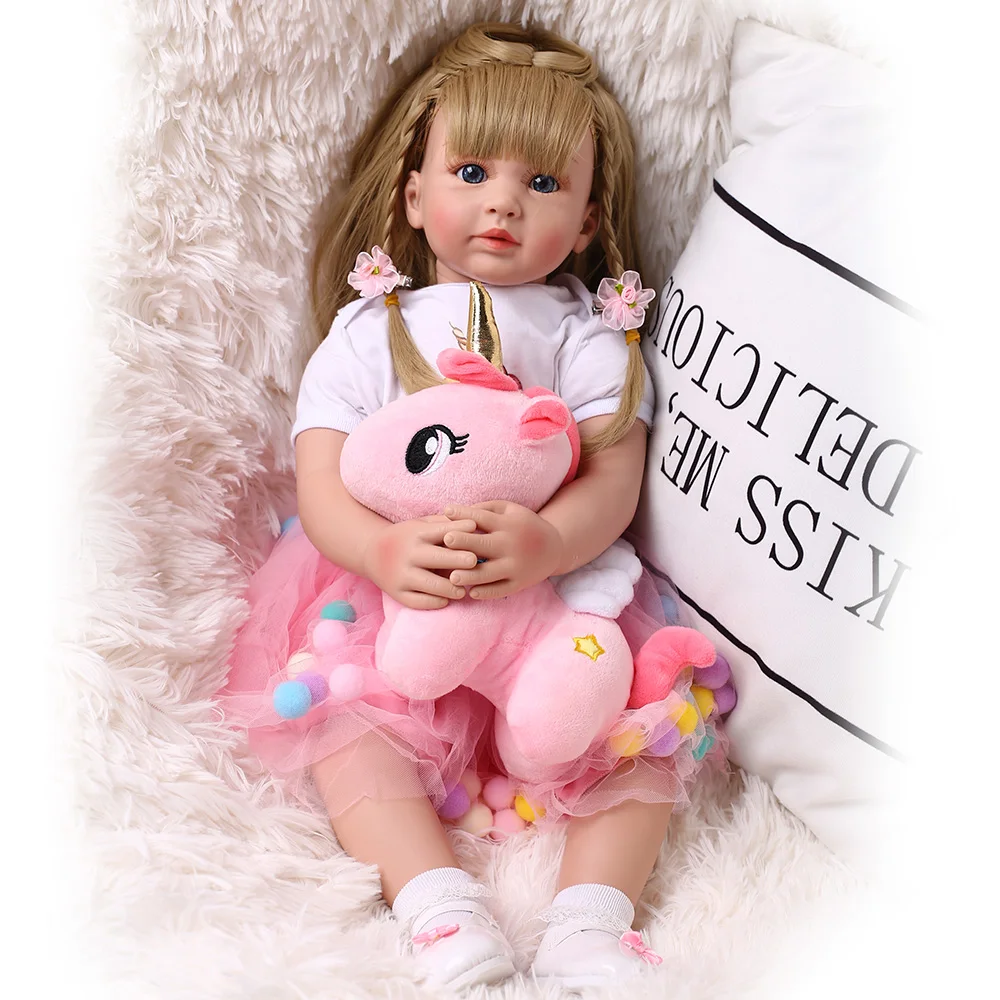 

60CM Lifelike Long Hair Girl Bebe Reborn Baby Doll Princess Dress Toy Gifts For Children's Playmates