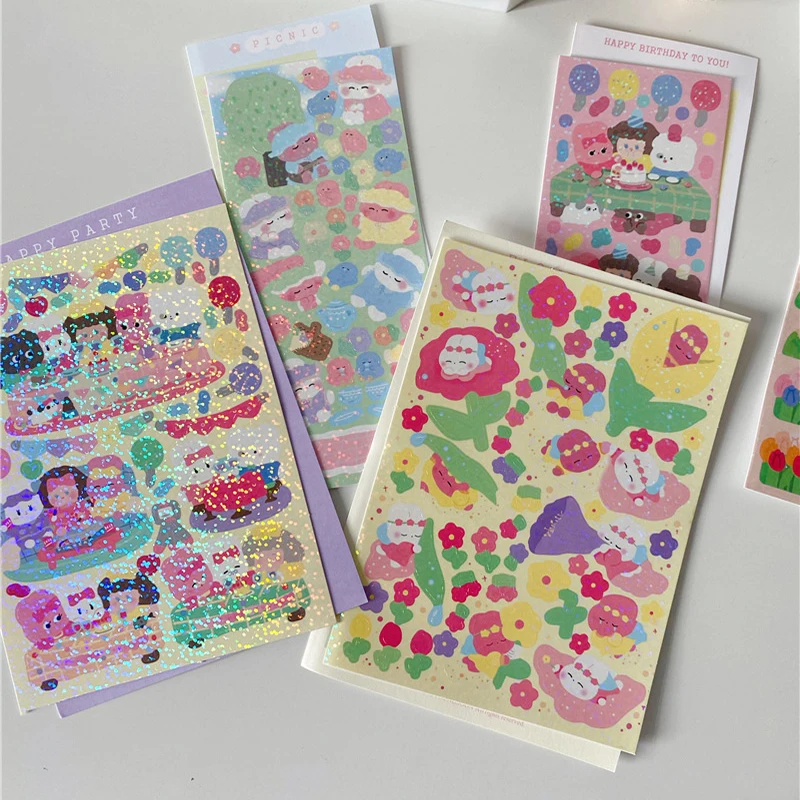 Корейский Милый Котик Банни коллаж наклейка DIY Скрапбукинг дневник альбом