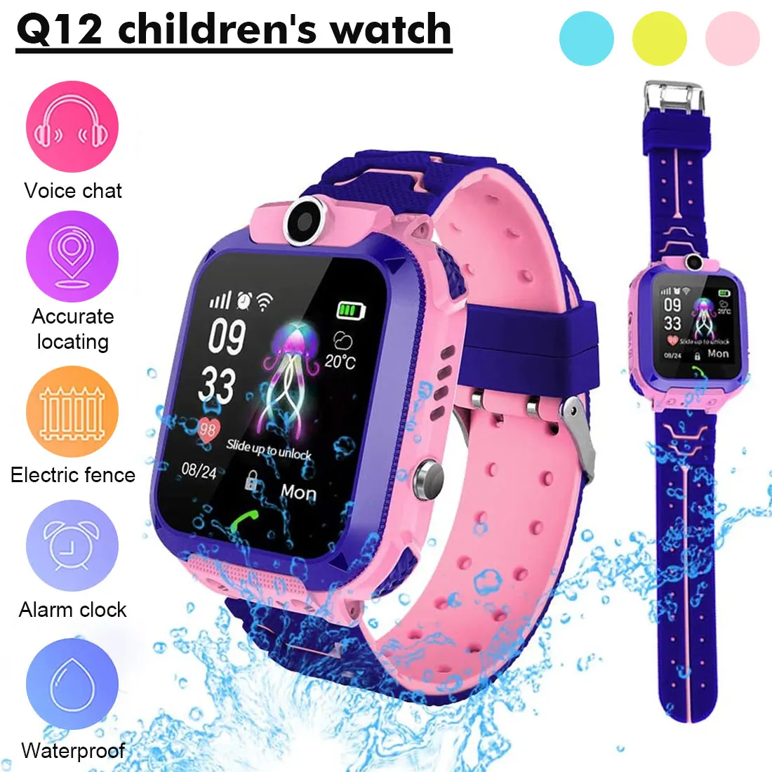 

Q12 Kids Smart Watch Waterproof IP67 SOS Antil-lost phone watch Baby 2G SIM Card Call Location Tracker child Smartwatch PK q15