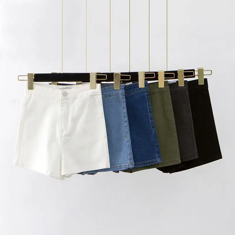 Шорты GOPLUS женские джинсовые с завышенной талией узкие эластичные штаны из денима