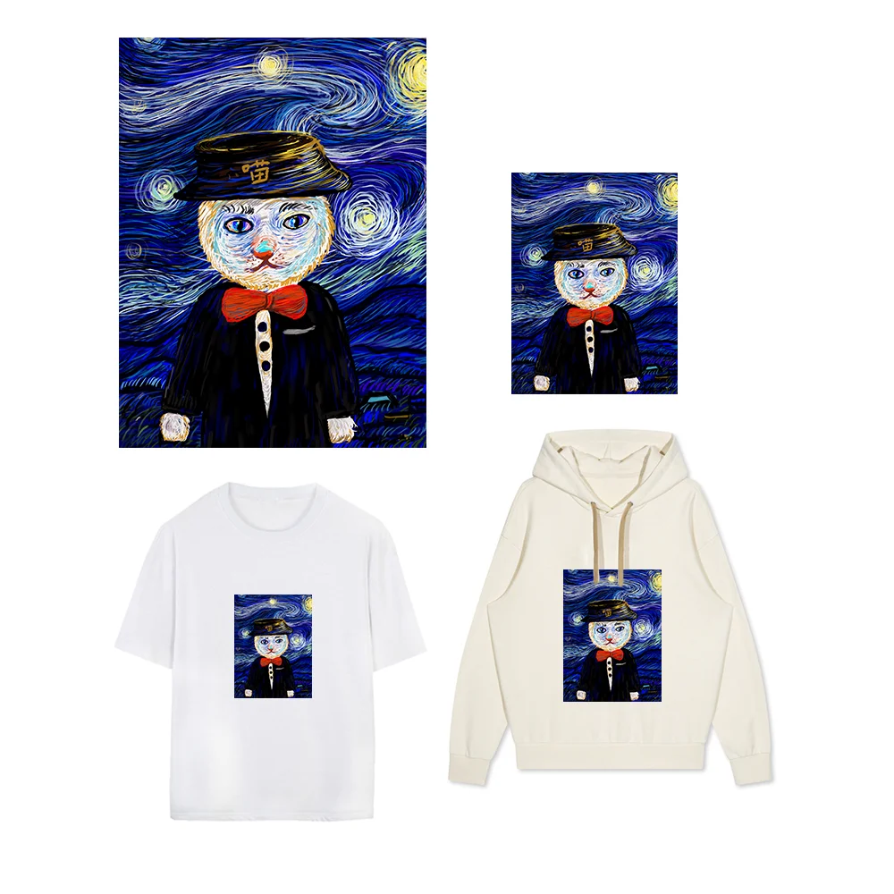 Оригинальный пользовательский масляной живописи кошки патчи Одежда Логотип