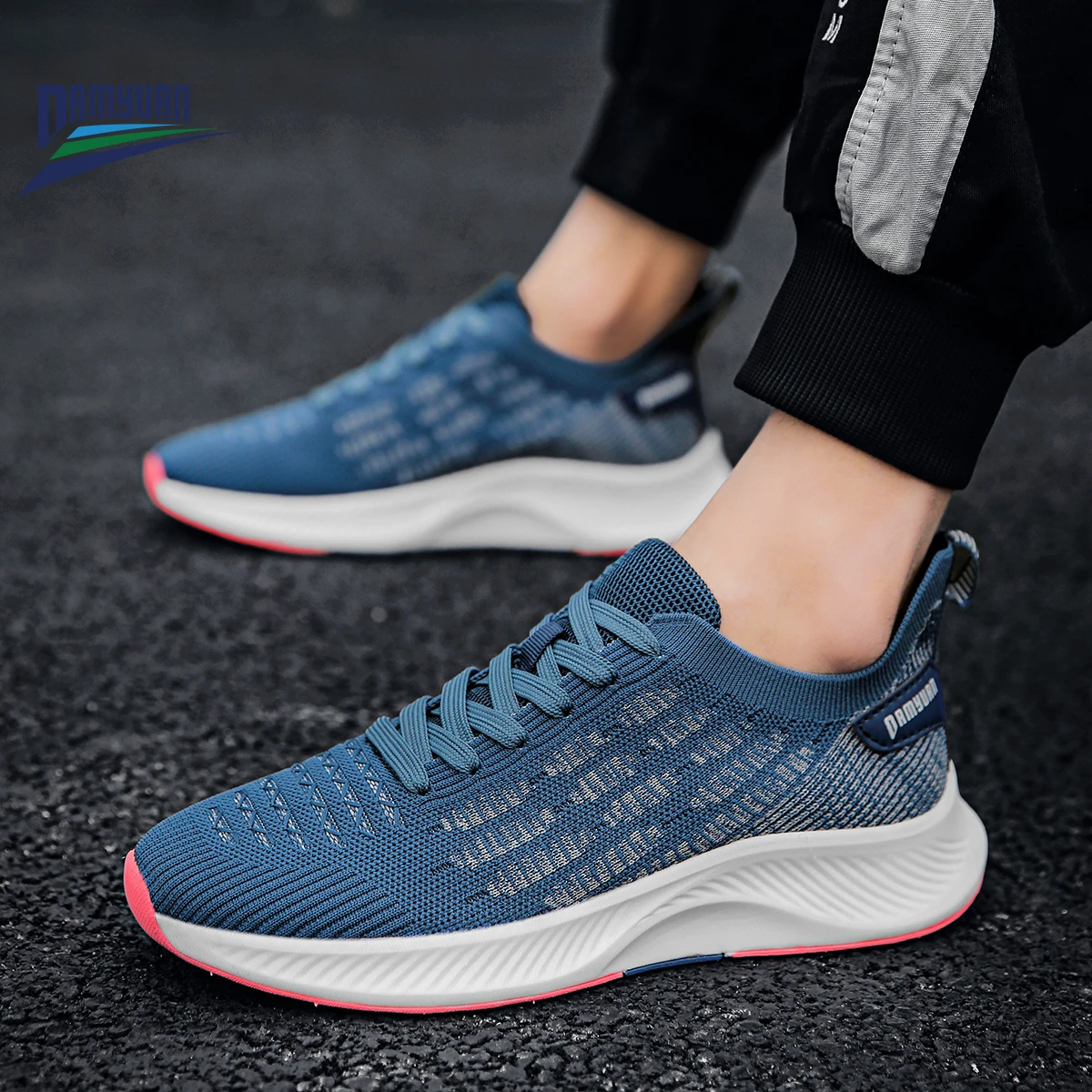 Кроссовки Damyuan мужские с летающим тканым верхом удобные и дышащие повседневная
