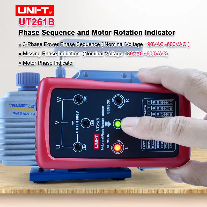 UNI-T UT261B Phase Sequence and Motor Rotation Indicators Tester Meters New Electronic