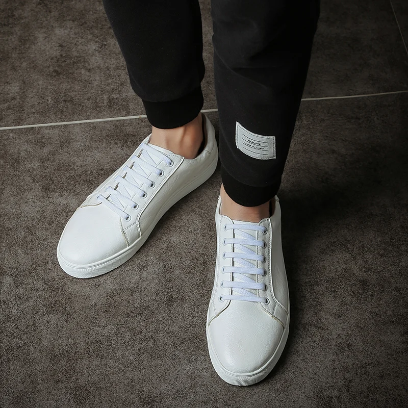 Мужские кожаные кроссовки дышащие на шнуровке Повседневная модная Уличная обувь