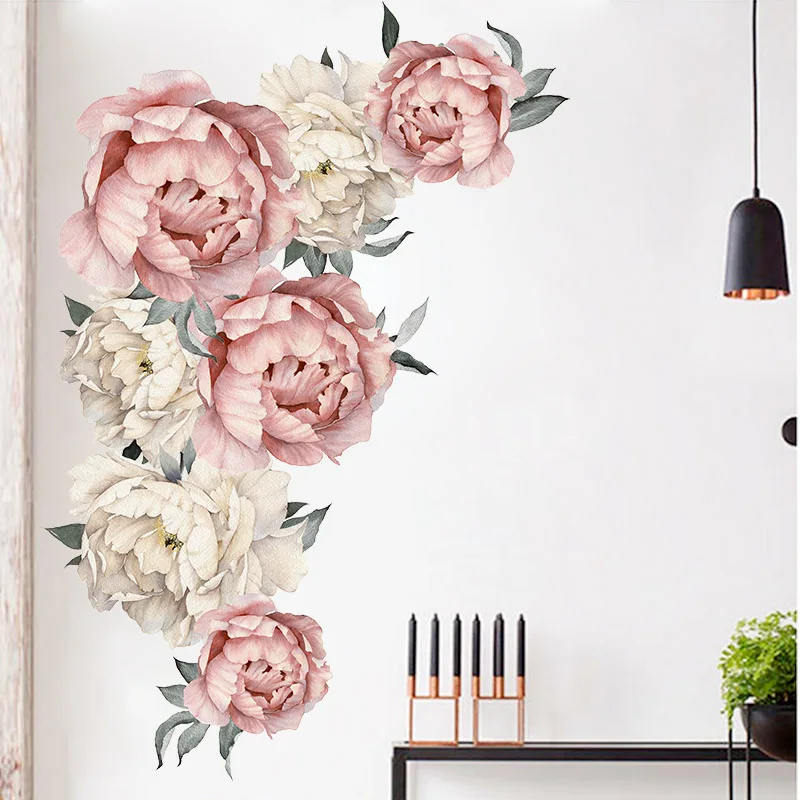 

Large Peony Rose Flower Art Wall Sticker Living Room Home Background DIY Decal Bedroom Decoration Gift Wall Decals