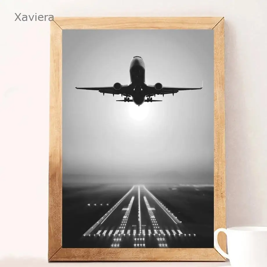 

Nordic Modern Canvas Painting Aviation Airplane Black and White Art Posters and Prints Home Decoration Hotel Creative Hd Picture