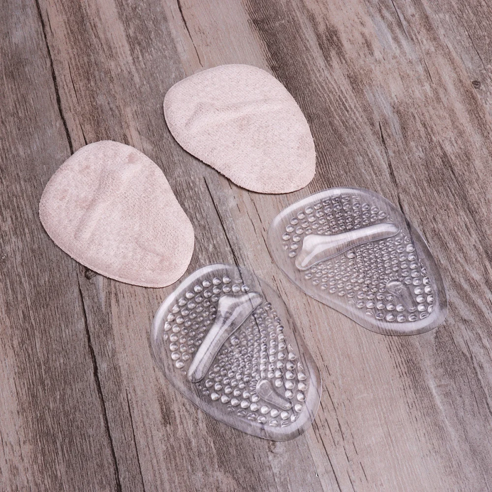 

2 Pairs Foot Pad Forefoot Insoles Pain Relief Cushion for High Heel (Apricot & Transparent)