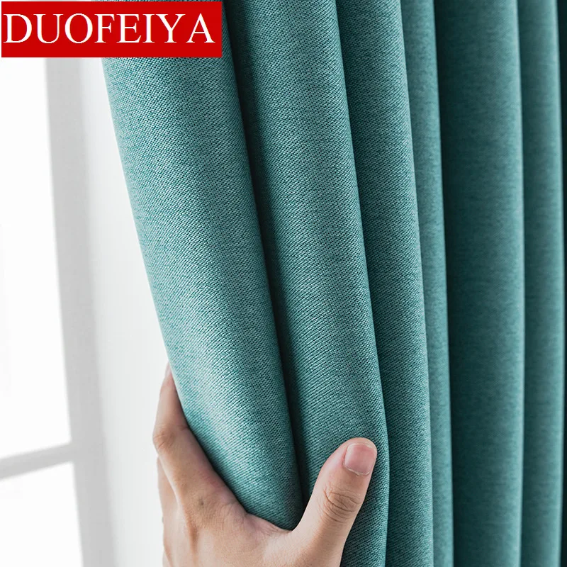 

Nordic Thick Blackout Double-sided Linen Curtains for Living Room Bedroom Thermal Insulation Black Gray Solid Curtain Drapes
