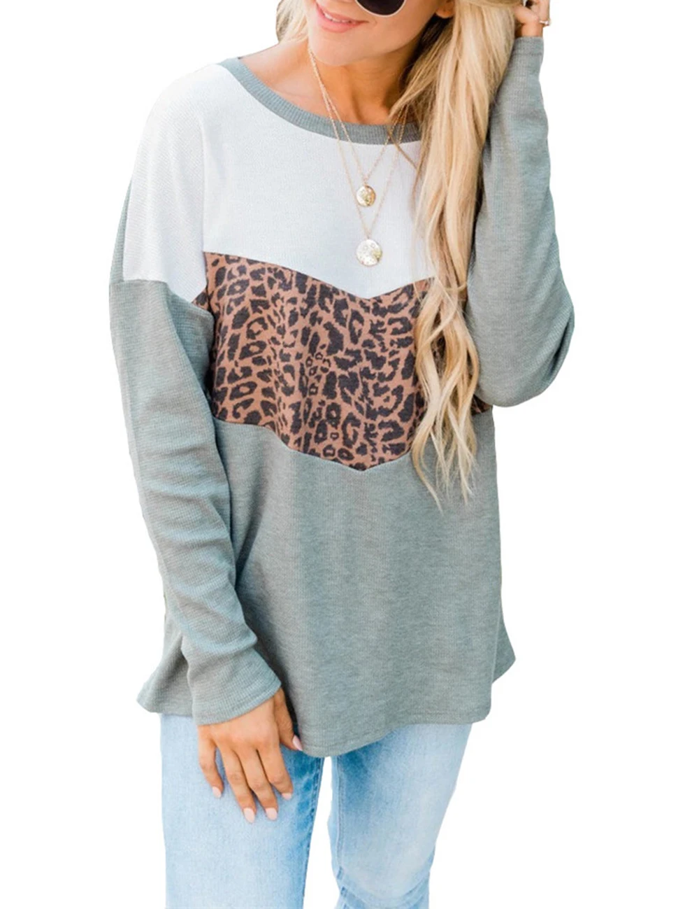 

2020 European And American Autumn New Long Sleeved Leopard Print Stitching T Shirt Women Ropa De Mujer Plus Size Clothes 2XL