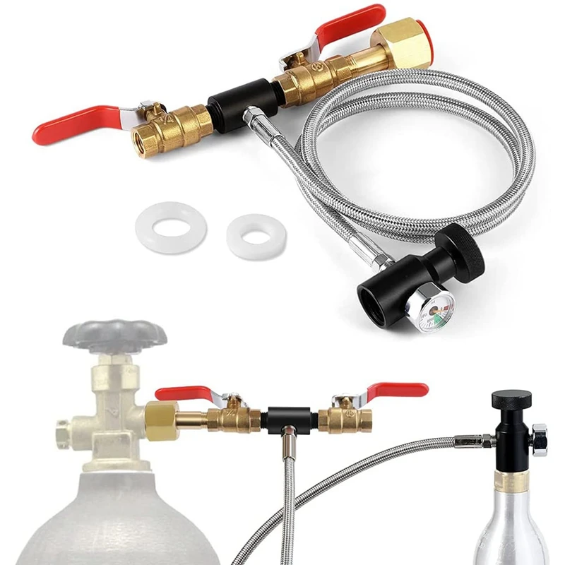 

CGA320 G1/2 CO2 Cylinder Refill Adapter with 36 Inch Hose and Gauge, Refill Adapter Kit CO2 Cartridges External Hose