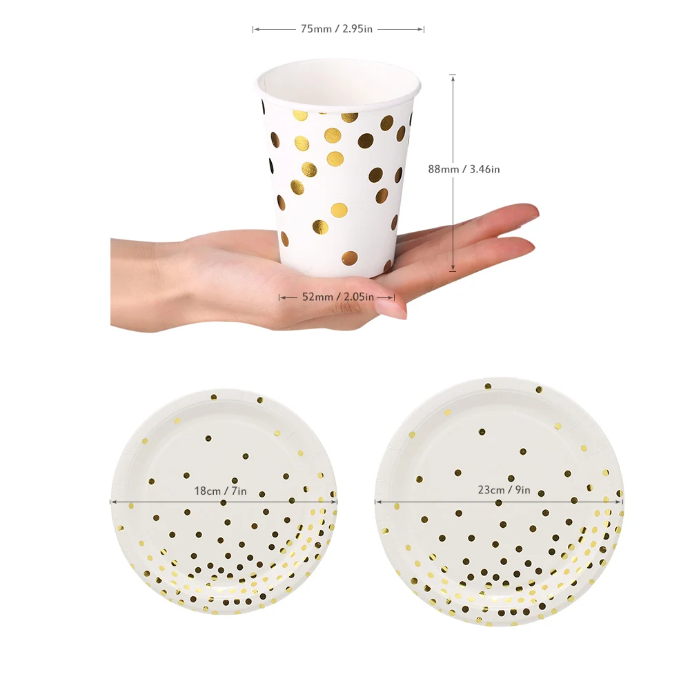 90 шт./компл. одноразовые и бумажные чашки посуда с золотыми круглыми тарелками в