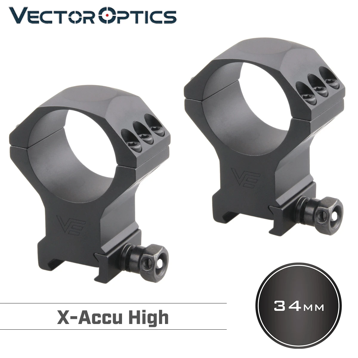 

Vector Optics 34mm X-Accurate High RIflescope Mount Rings Picatinny 21mm High Quality Six Bolts 1.6 Inch