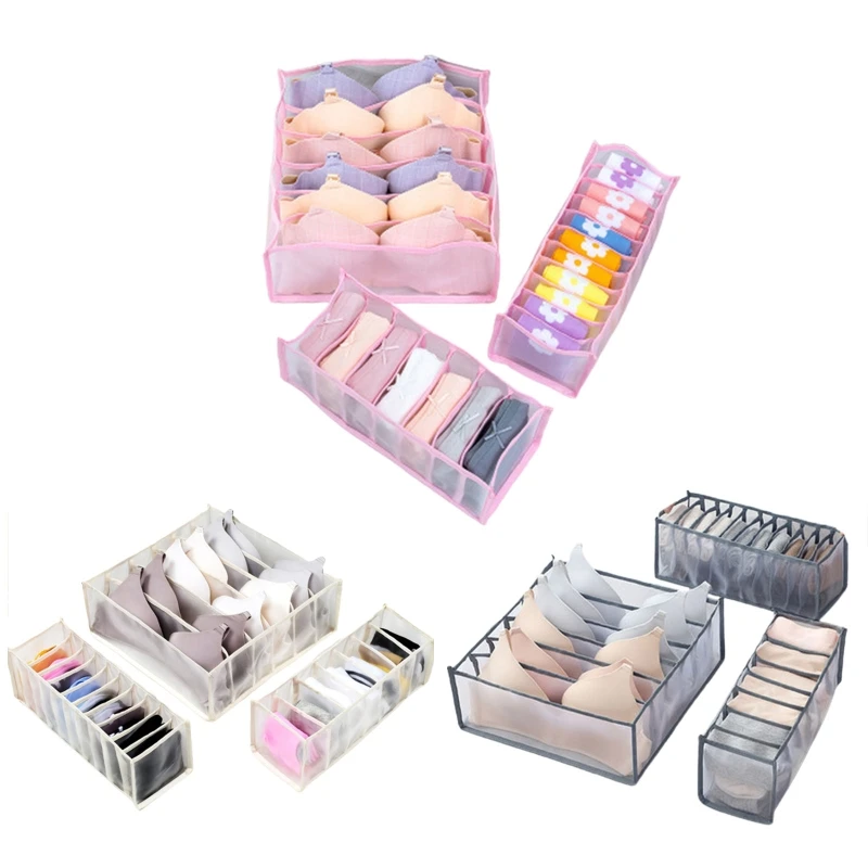 

3 Pcs Foldable Drawer Type Organizer Cloth Divider Closet Storage Box for Bra