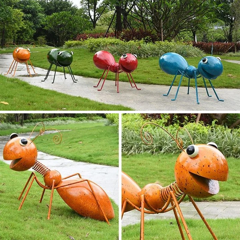 

Украшение для сада и двора, муравей с вращающейся головкой, яркое уличное украшение, праздничный Декор JY