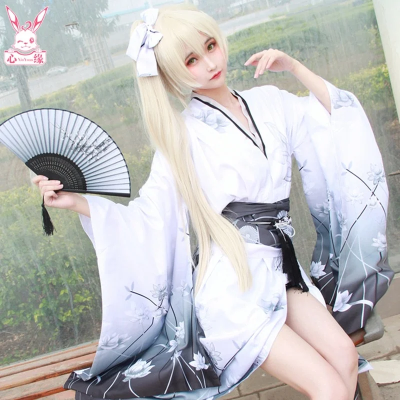 

Liva girl Kasugano Sora White Kimono Japanese Anime Game In Solitude Where We Are Least Alone Yosuga no Sora Cosplay Costume