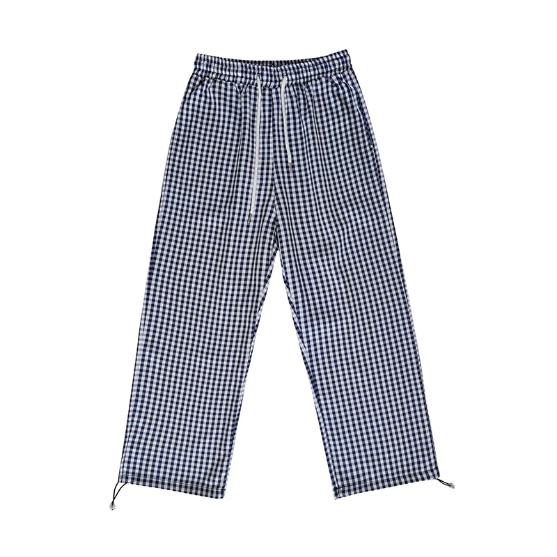 

Summer Thin Plaid Pants Men's Fashion Retro Casual Pants Men Streetwear Loose Hip-hop Straight Wide-leg Pants Mens Trousers
